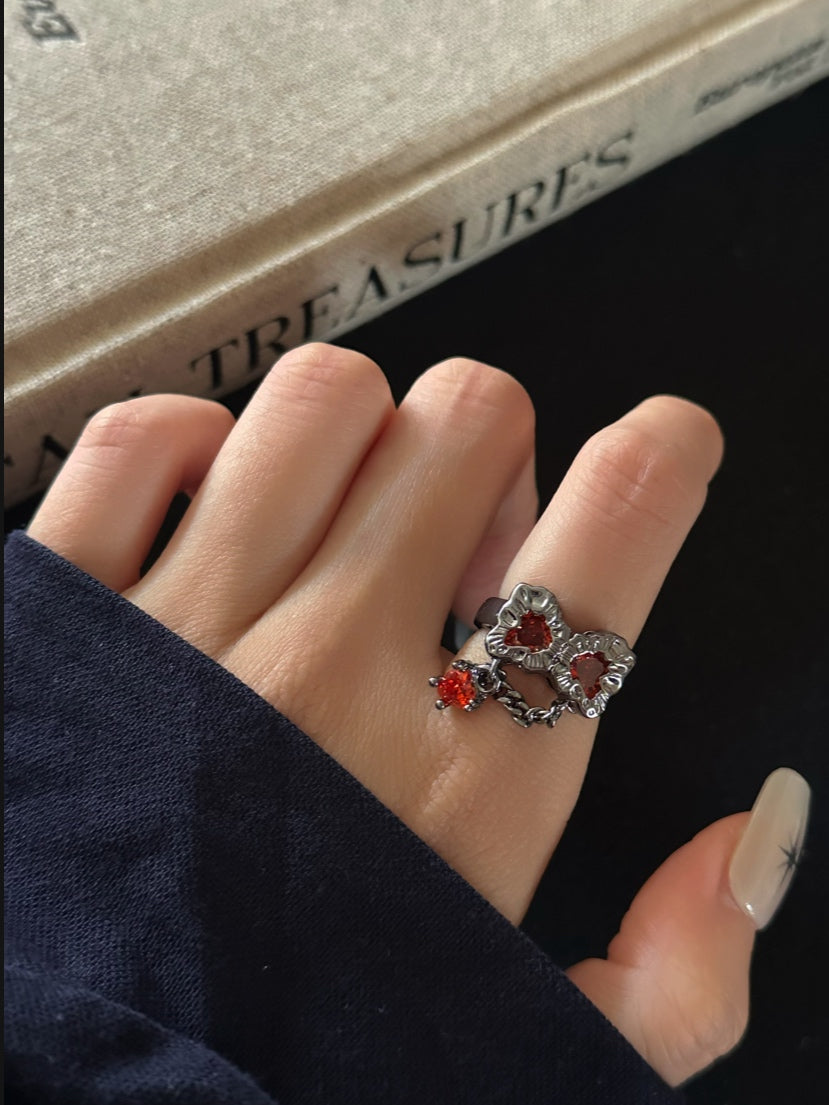 ASLOP TREASURE Red Butterfly Charm Ring – additional ring product photo