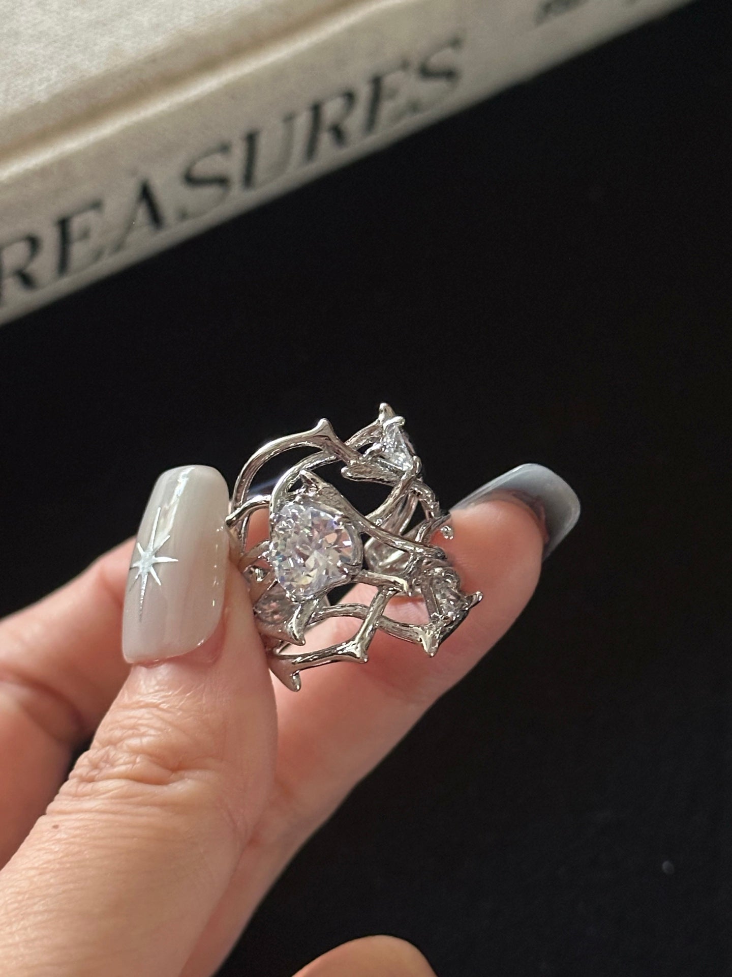 ASLOP TREASURE Hollow Wide Statement Ring – additional ring product photo