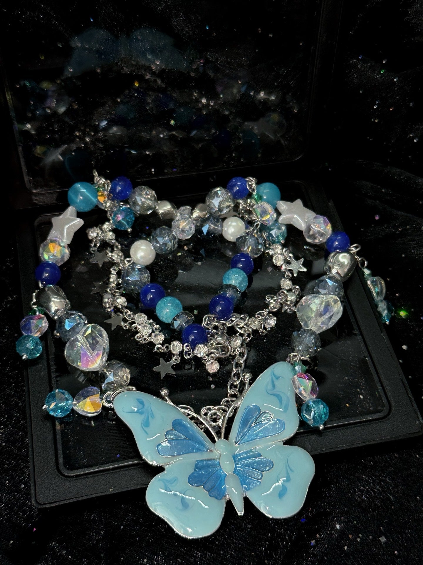 ASLOP TREASURE Blue Butterfly Beaded Necklace – detail photo 4