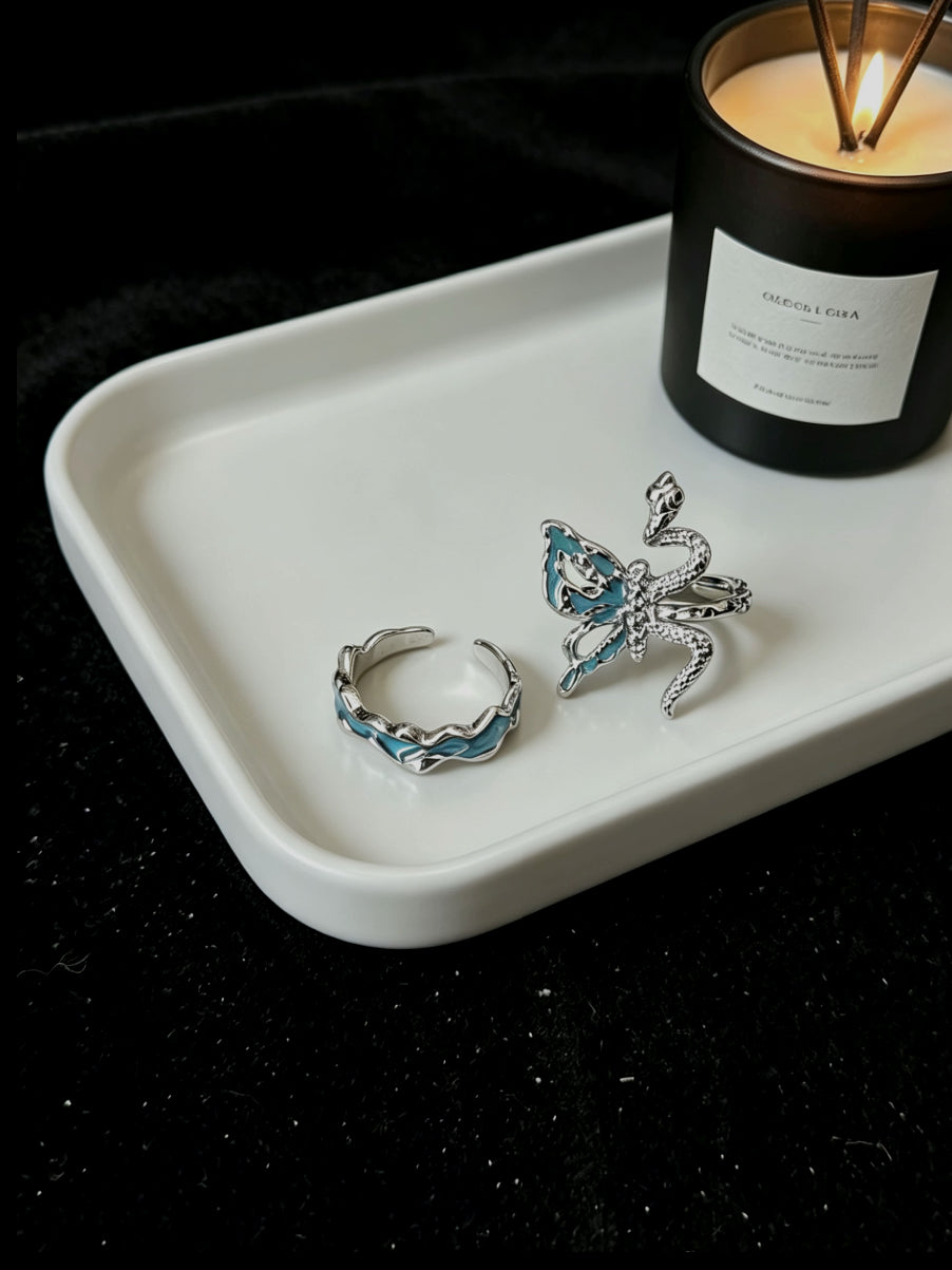 ASLOP TREASURE Blue Wave Enamel Ring – detail photo 5