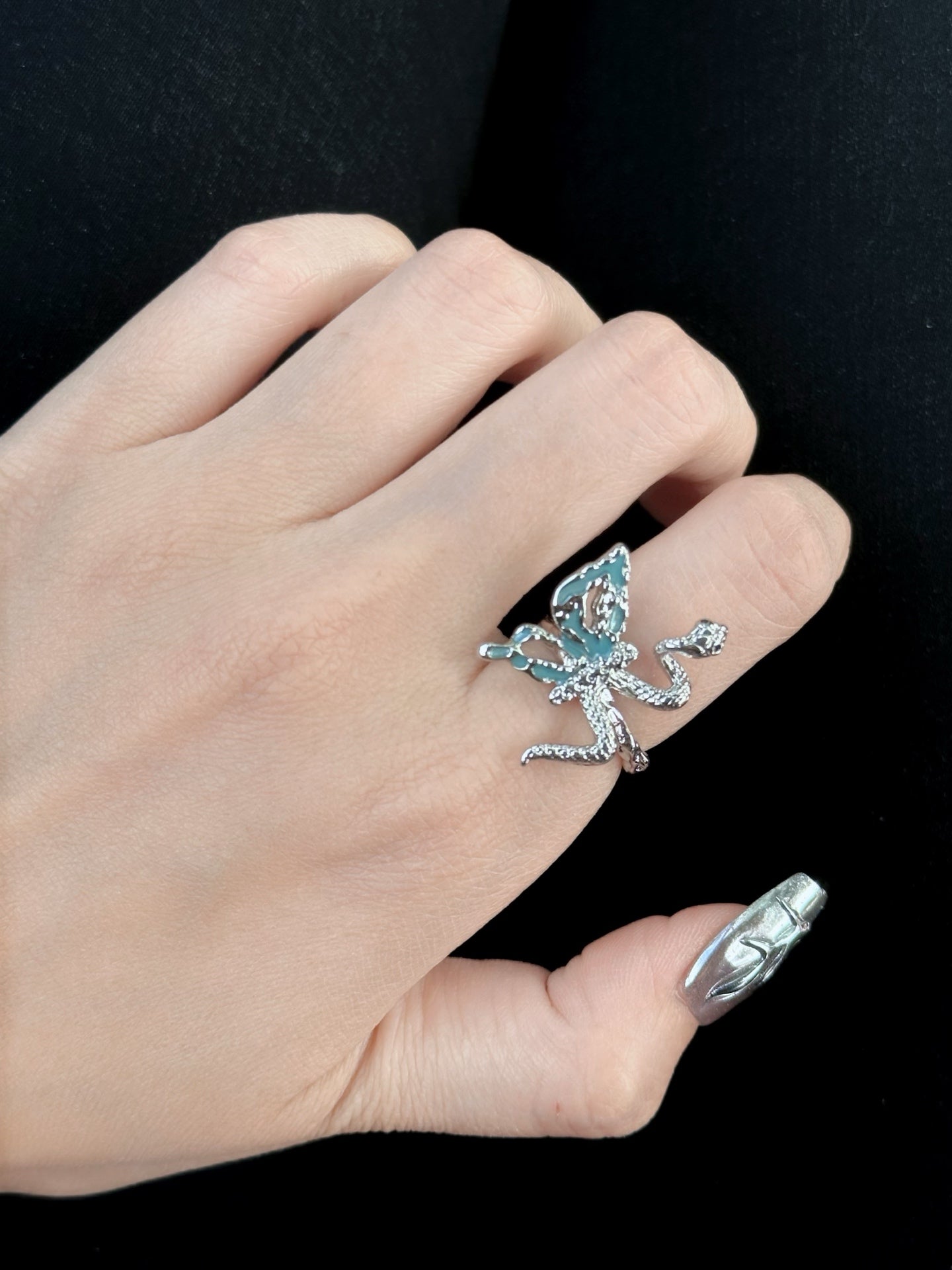 ASLOP TREASURE Blue Snake & Butterfly Ring – detail photo 5