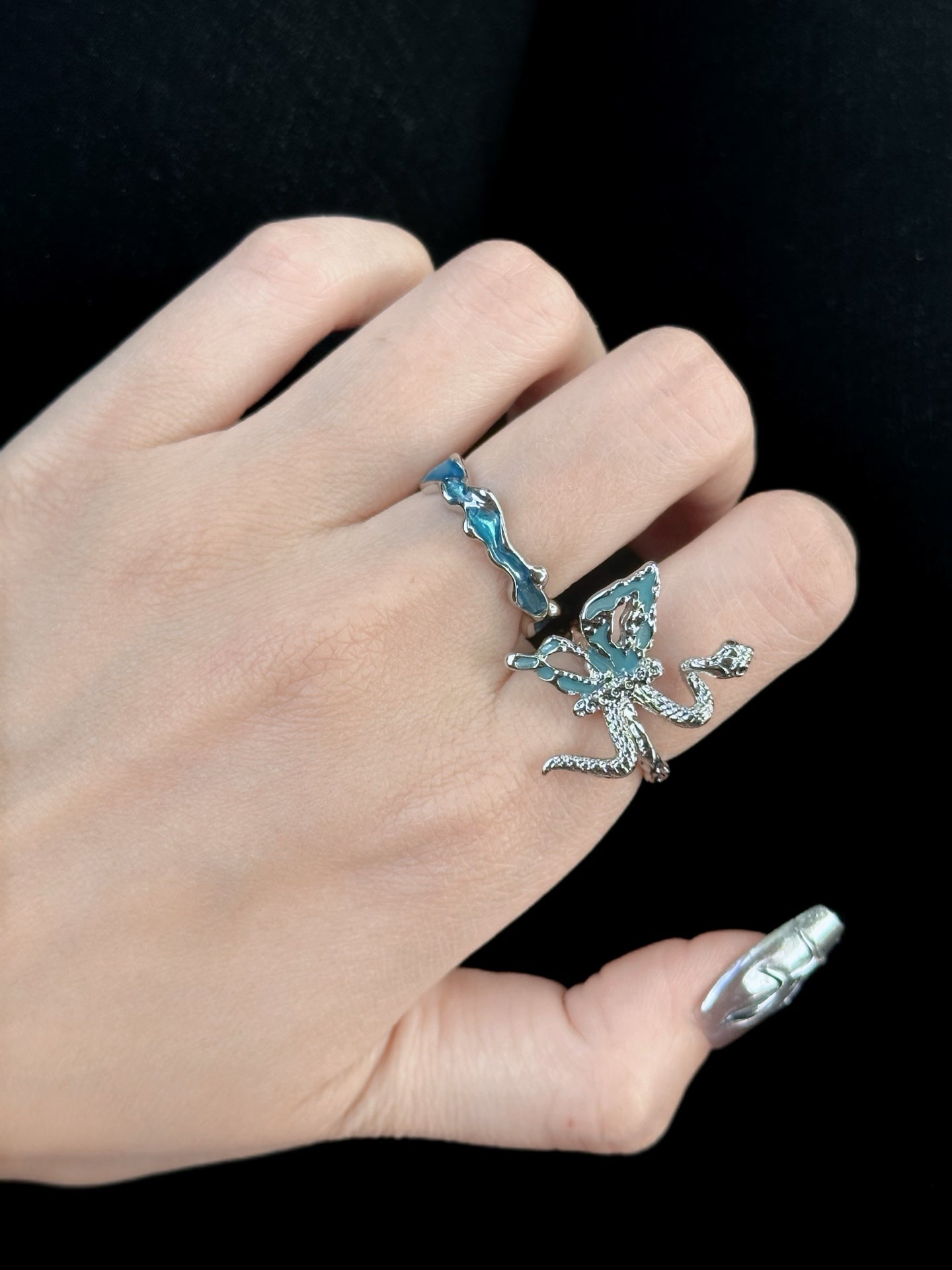 ASLOP TREASURE Blue Wave Enamel Ring – detail photo 6