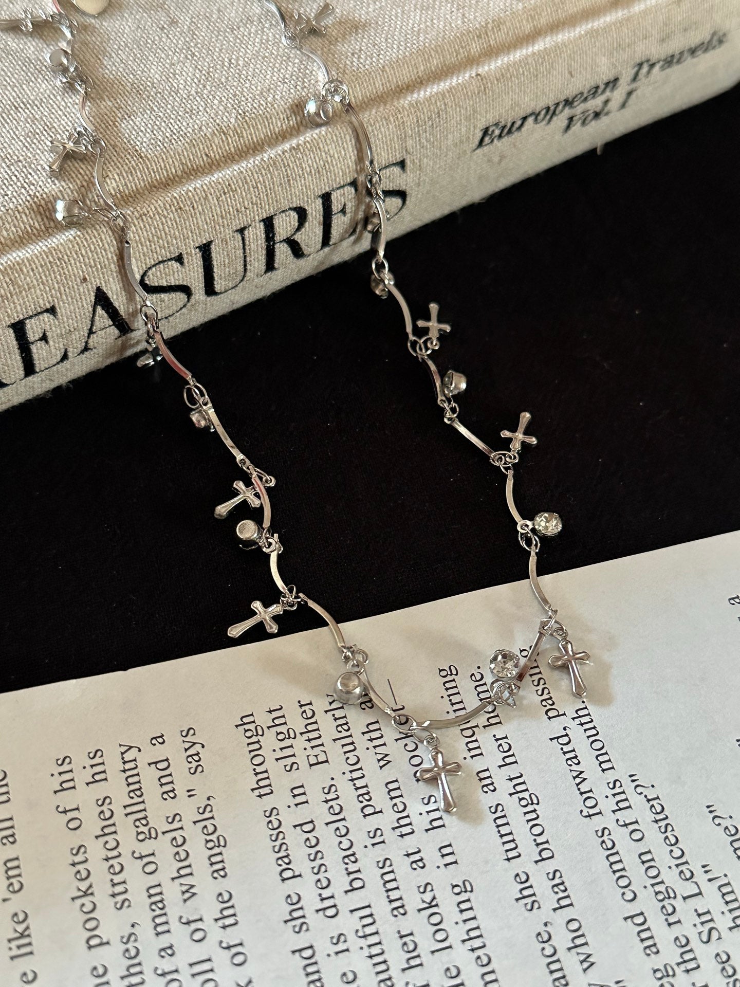 Layered Cross & Pixel Heart Necklace