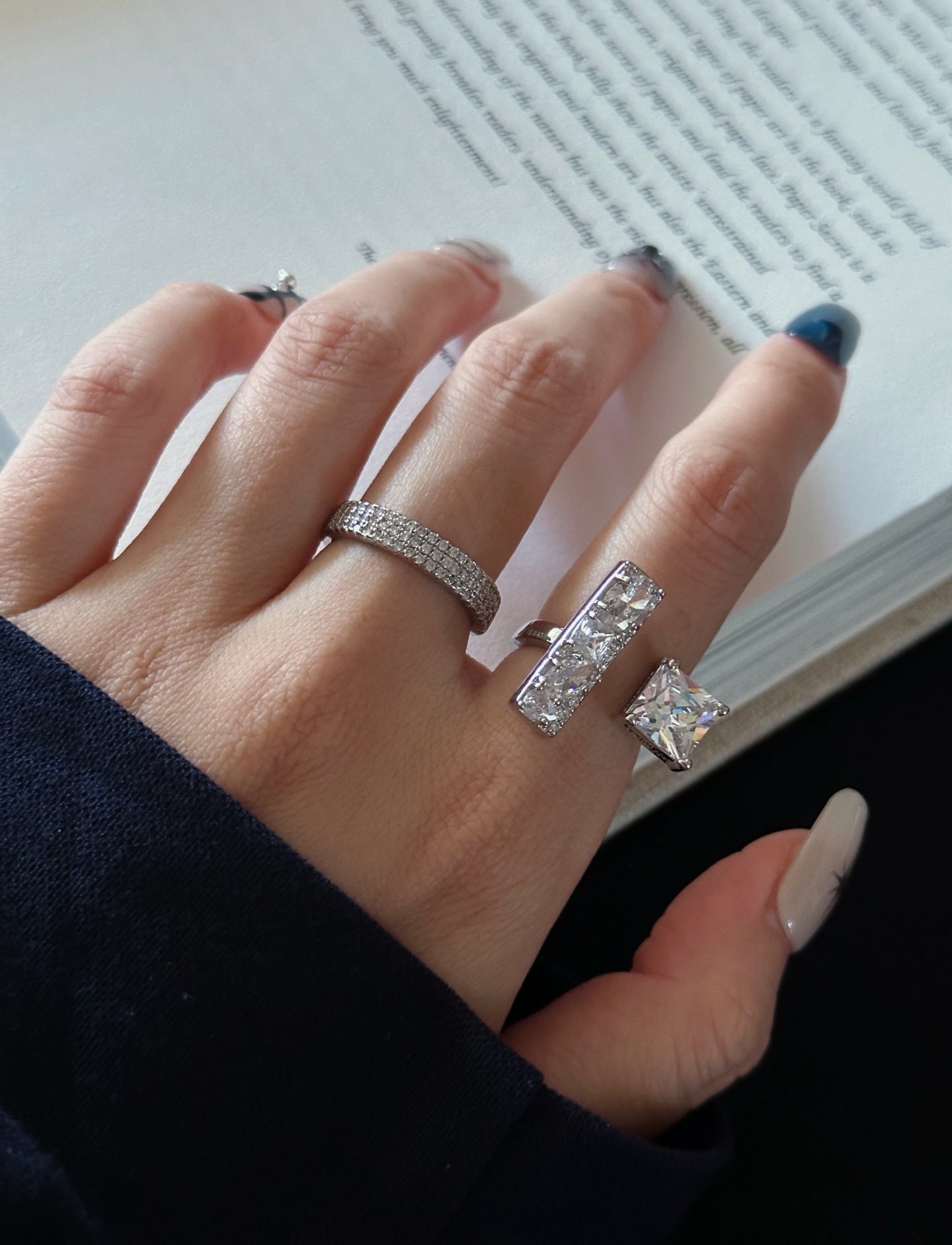 Abstract Pavé Stack Ring