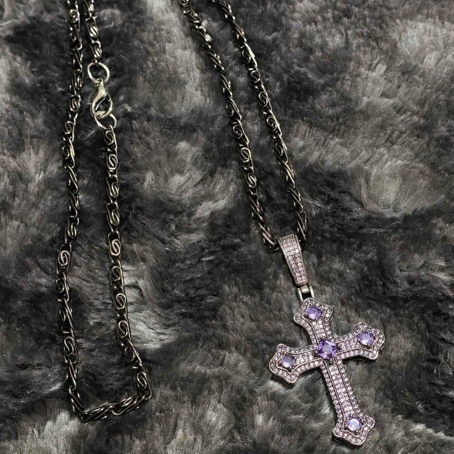 purple cross necklace grunge aesthetic jewelry