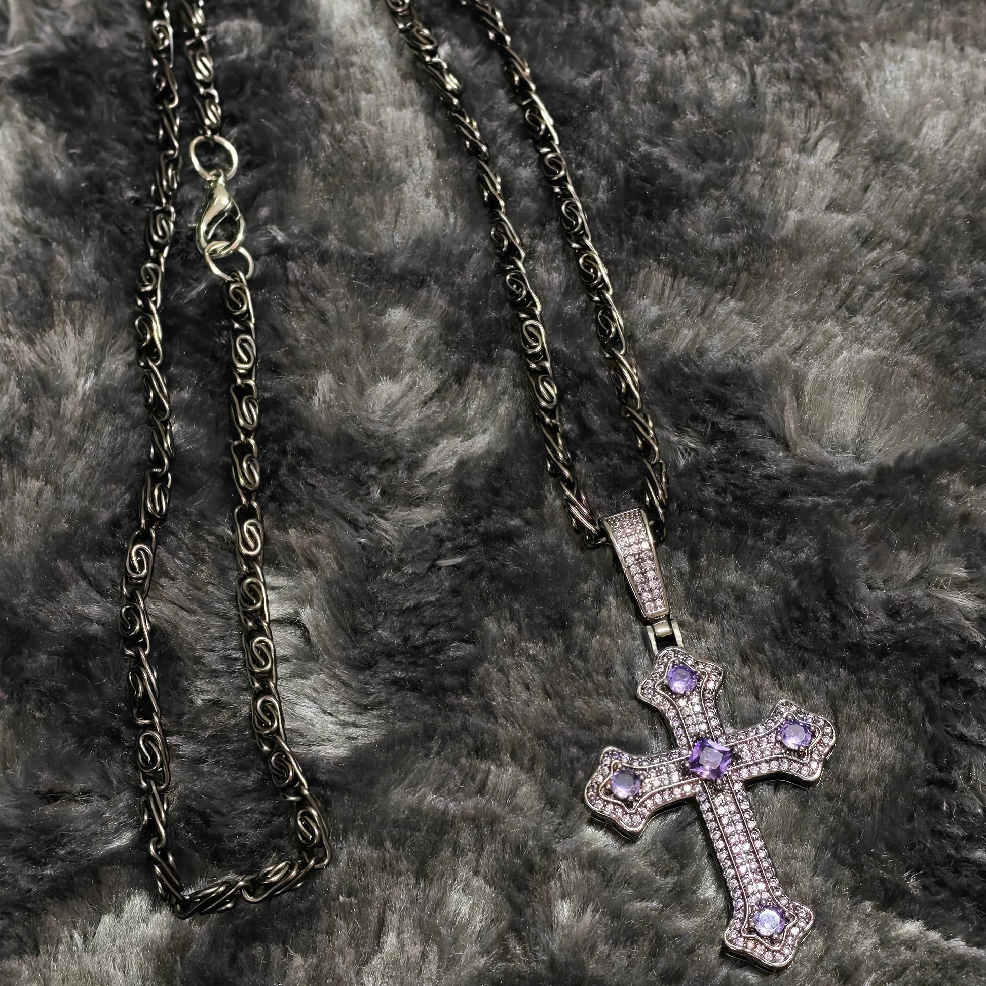 purple cross necklace grunge aesthetic jewelry