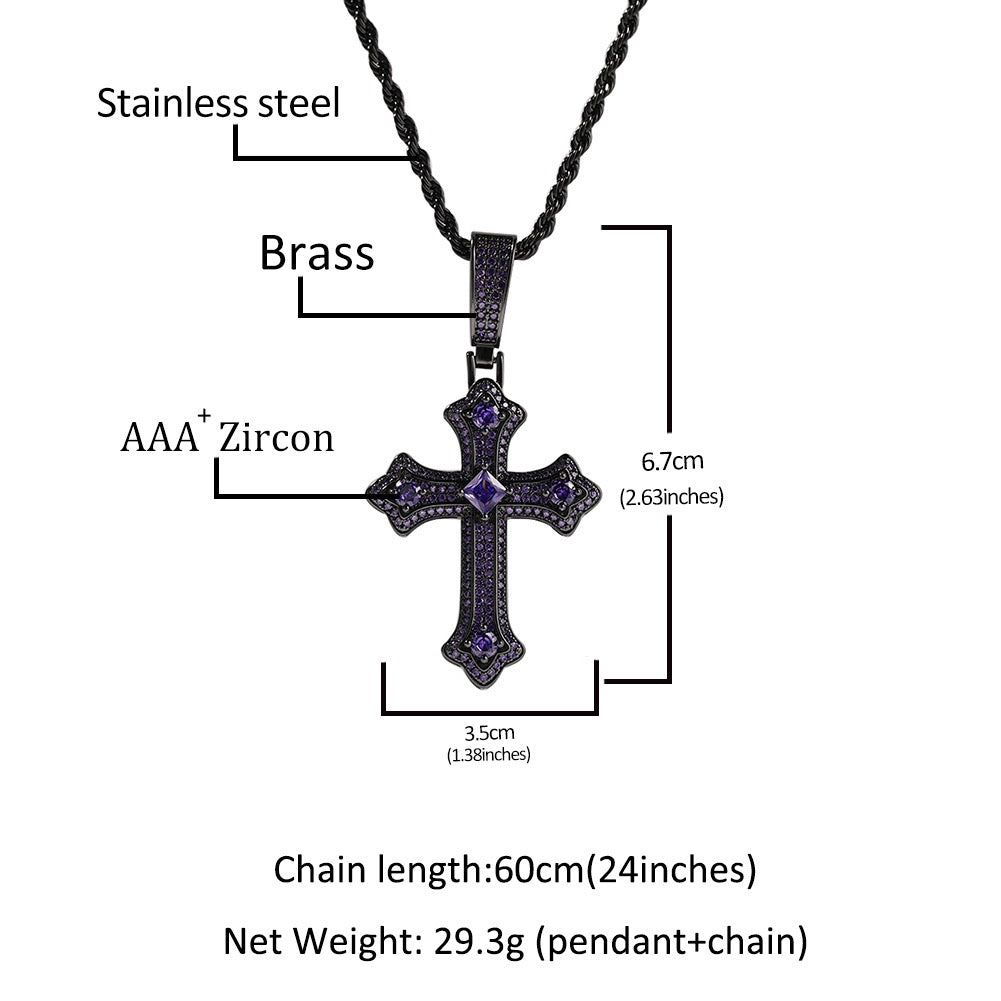 purple cross pendant dark fairycore aesthetic