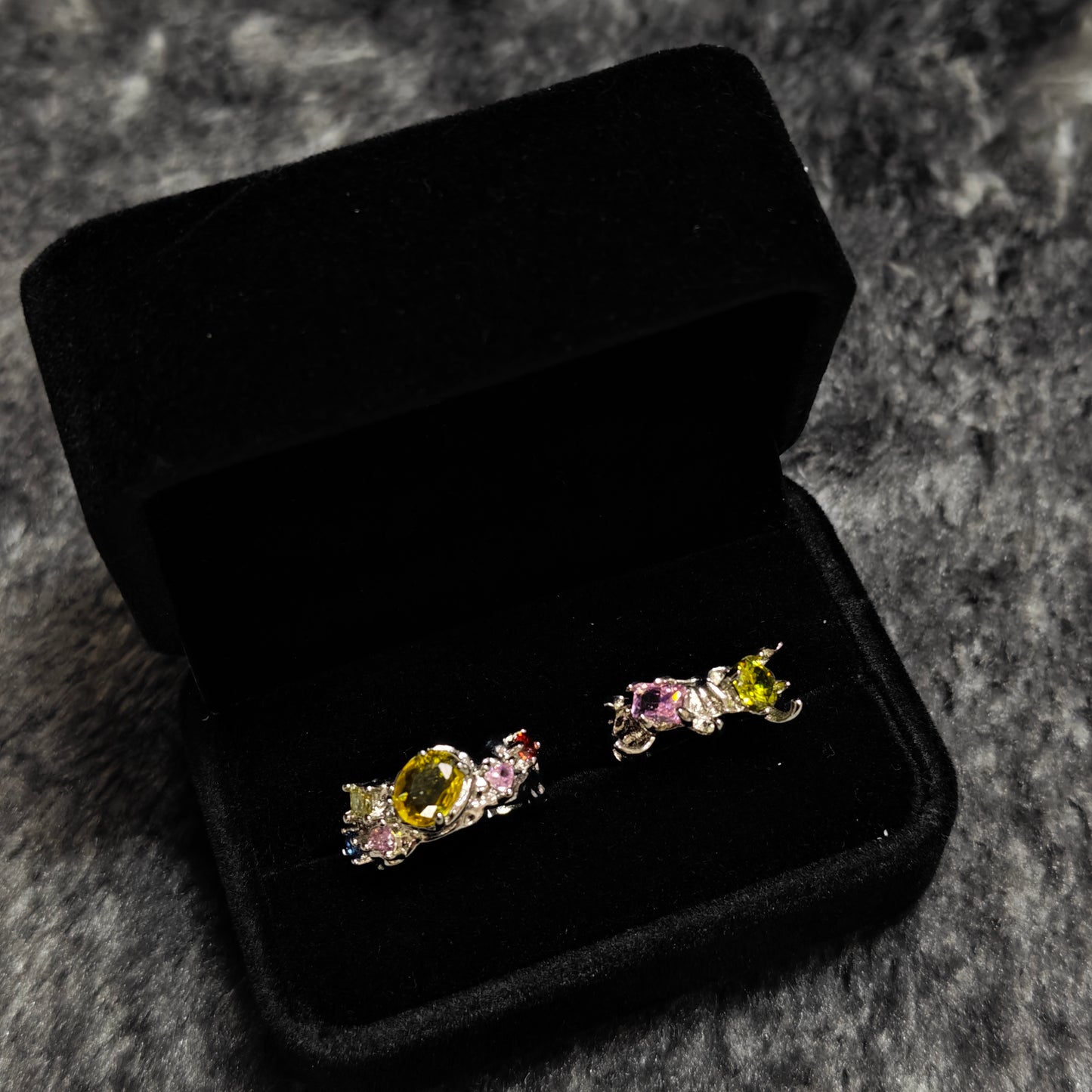rainbow crystal statement rings alternative style