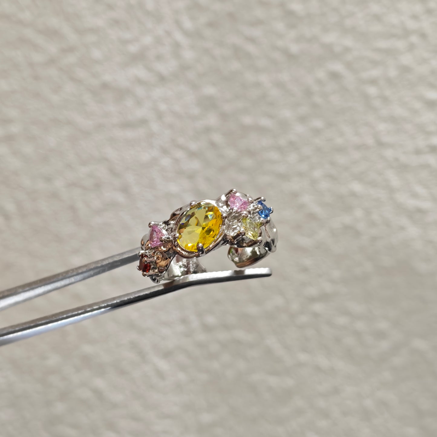 rainbow gemstone ring bold statement jewelry