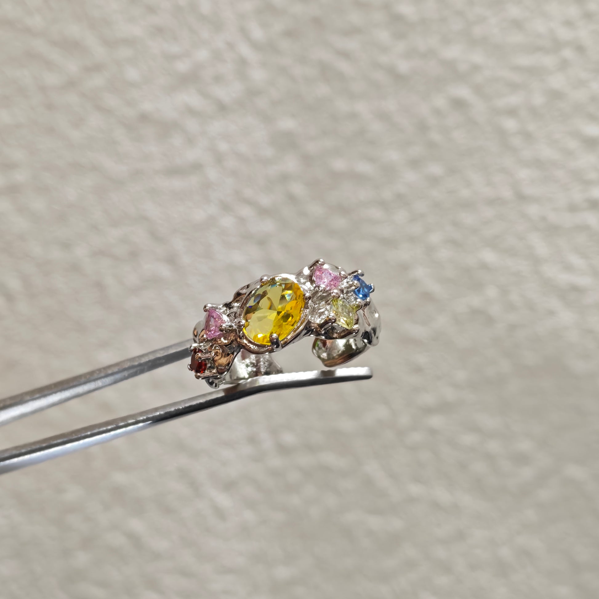 rainbow gemstone ring bold statement jewelry