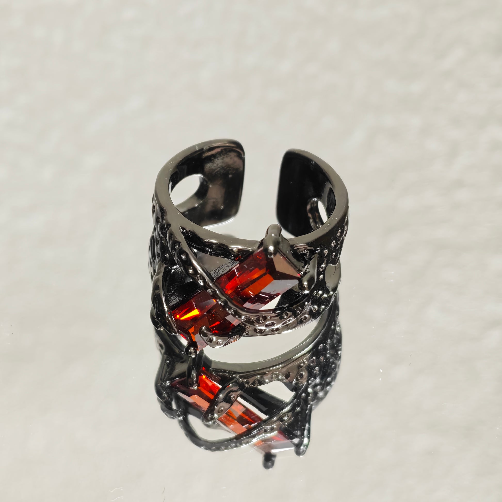 red crystal ring silver gothic dark aesthetic