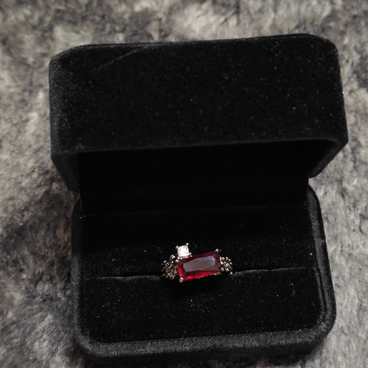 red stone ring edgy punk jewelry