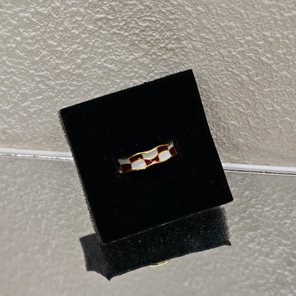 red white checkerboard ring gold y2k style