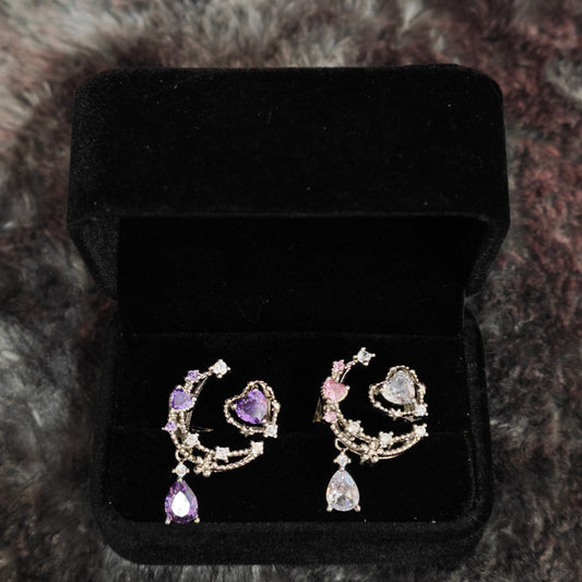 Heart Drop Chain Ring – Adjustable Zircon Tassel Statement Ring