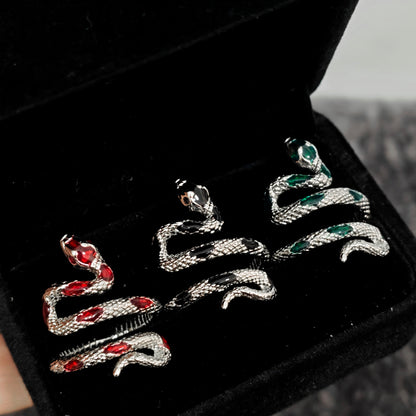 Coiled Snake Ring – Adjustable Gothic Enamel Wrap Ring