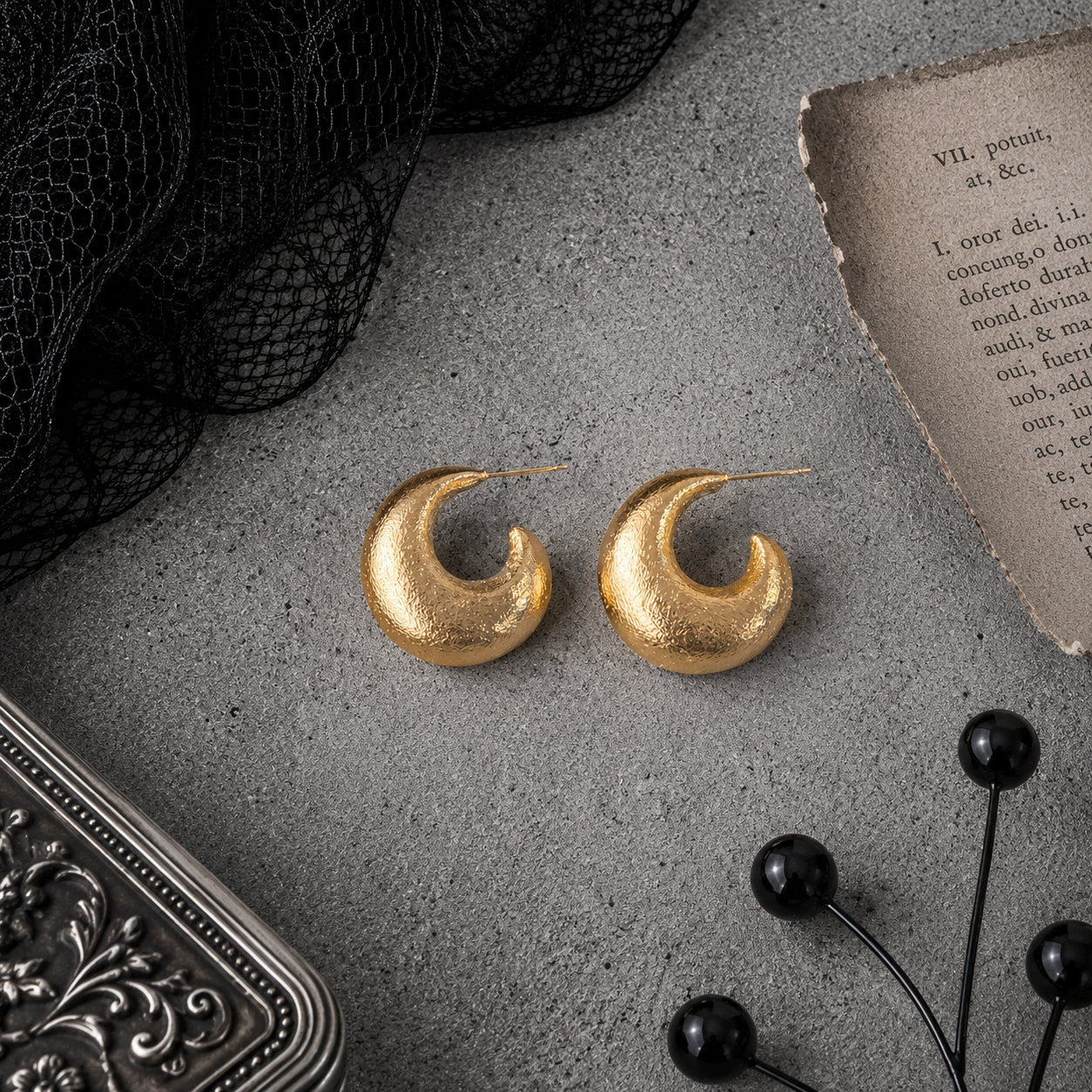 Crescent Moon Hoop Earrings