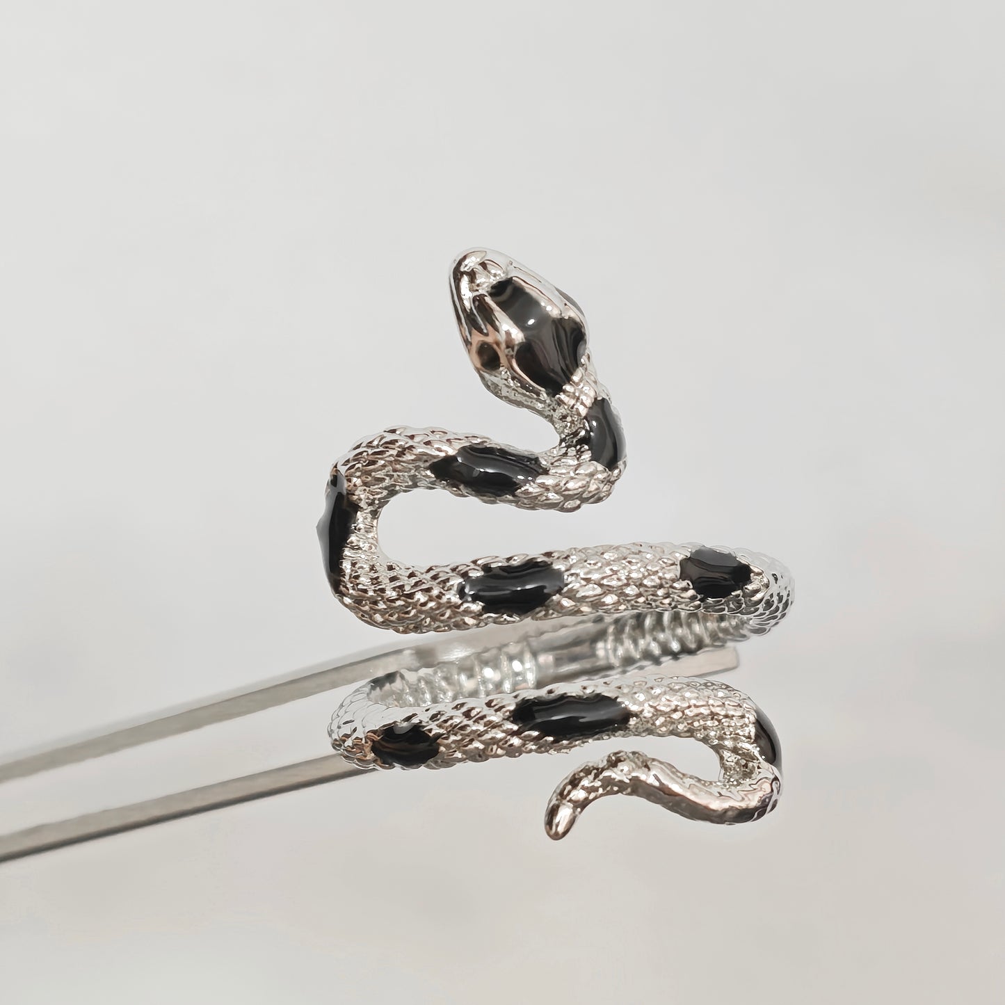 Coiled Snake Ring – Adjustable Gothic Enamel Wrap Ring