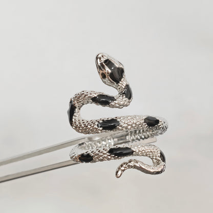 Coiled Snake Ring – Adjustable Gothic Enamel Wrap Ring