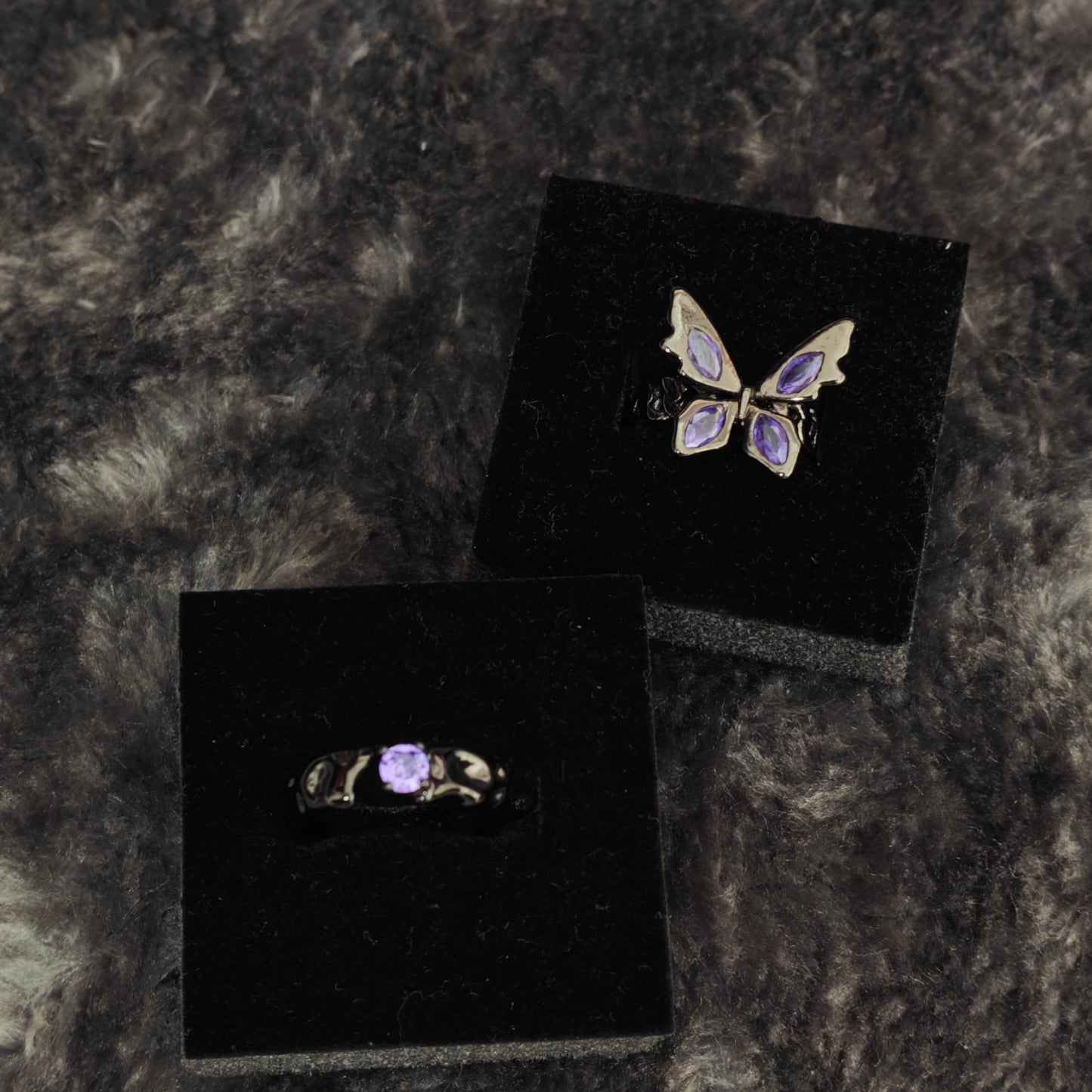 Gothic Purple Butterfly Adjustable Ring | Dark Coquette Jewelry