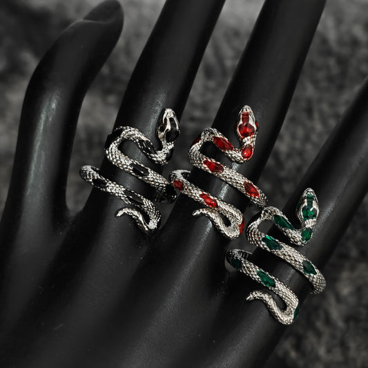 Coiled Snake Ring – Adjustable Gothic Enamel Wrap Ring