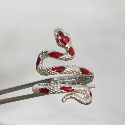 Coiled Snake Ring – Adjustable Gothic Enamel Wrap Ring
