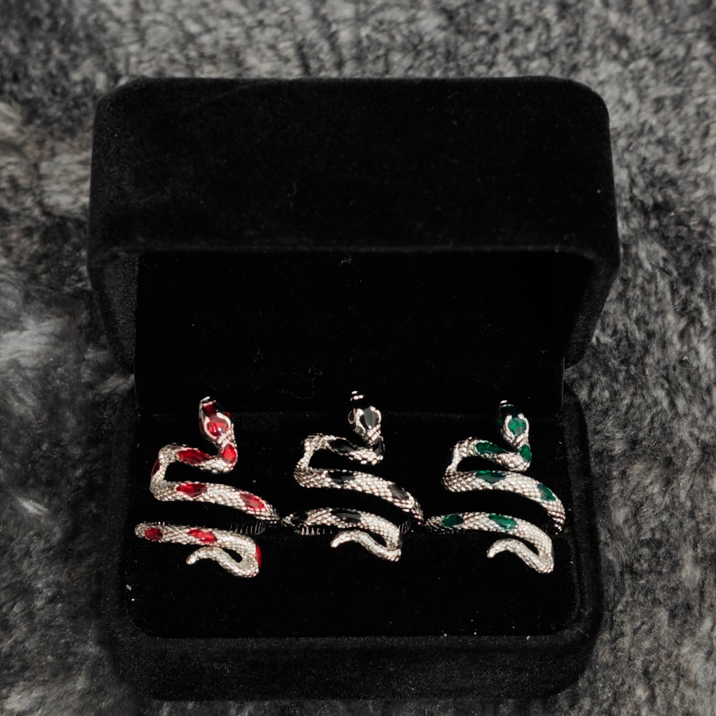 Coiled Snake Ring – Adjustable Gothic Enamel Wrap Ring