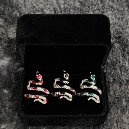 Coiled Snake Ring – Adjustable Gothic Enamel Wrap Ring