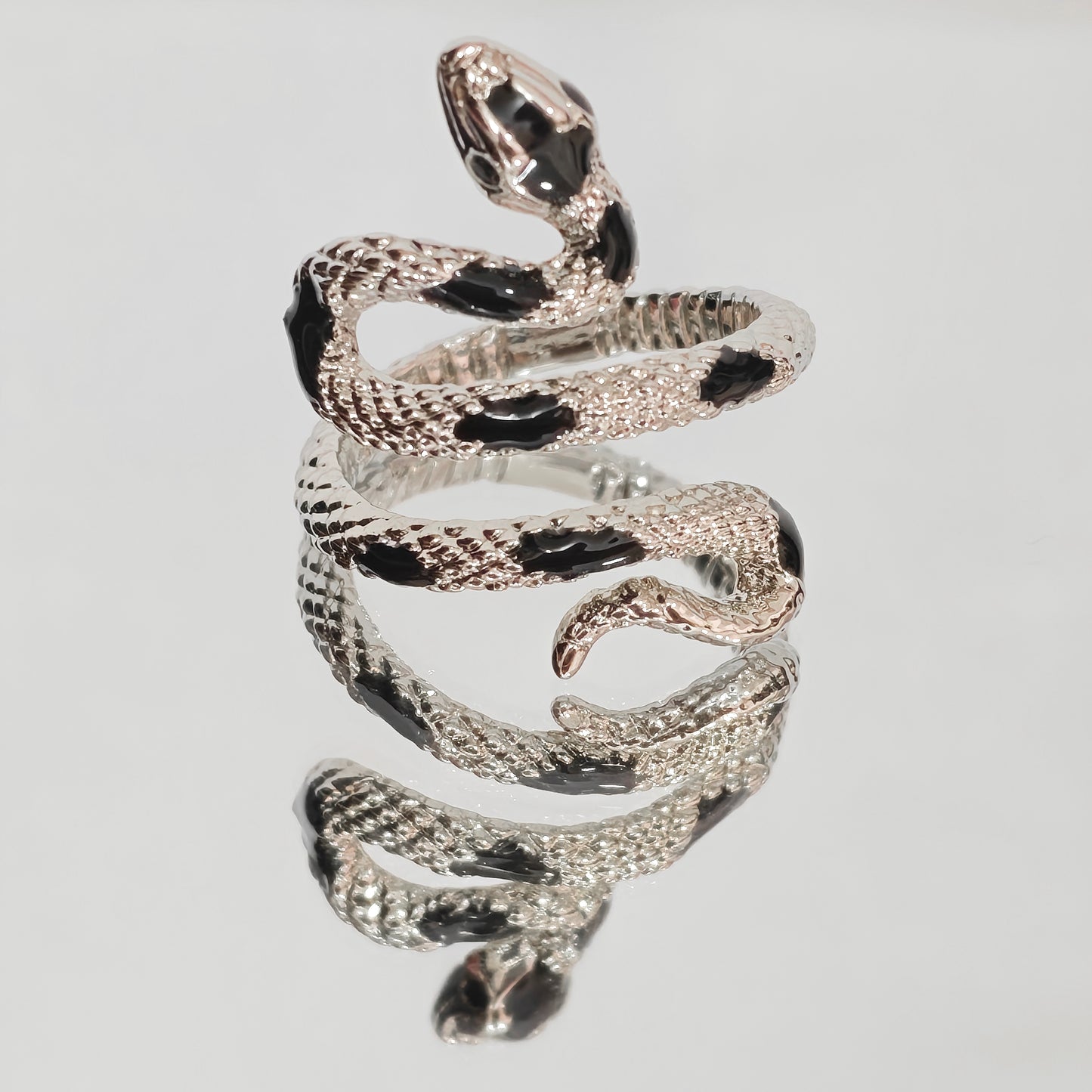 Coiled Snake Ring – Adjustable Gothic Enamel Wrap Ring