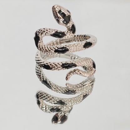 Coiled Snake Ring – Adjustable Gothic Enamel Wrap Ring