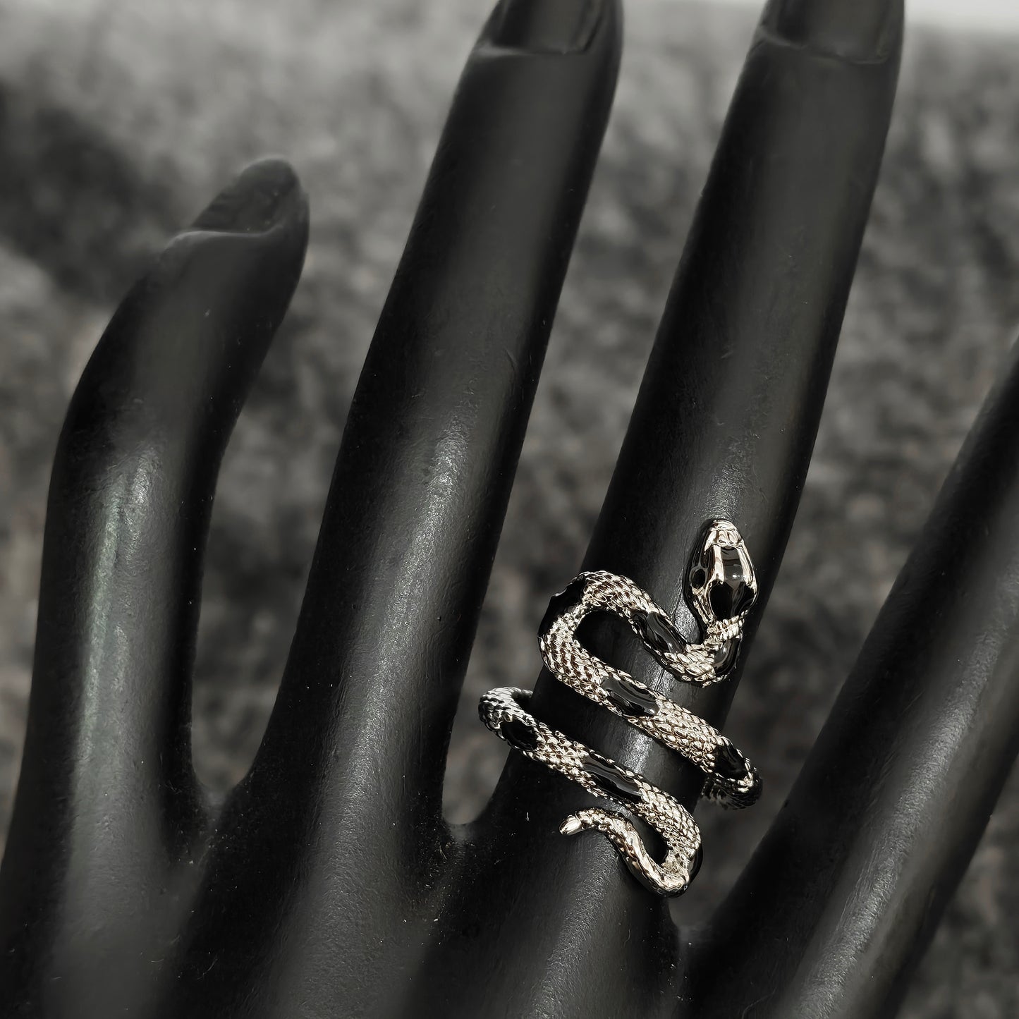 Coiled Snake Ring – Adjustable Gothic Enamel Wrap Ring