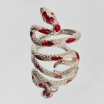 Coiled Snake Ring – Adjustable Gothic Enamel Wrap Ring