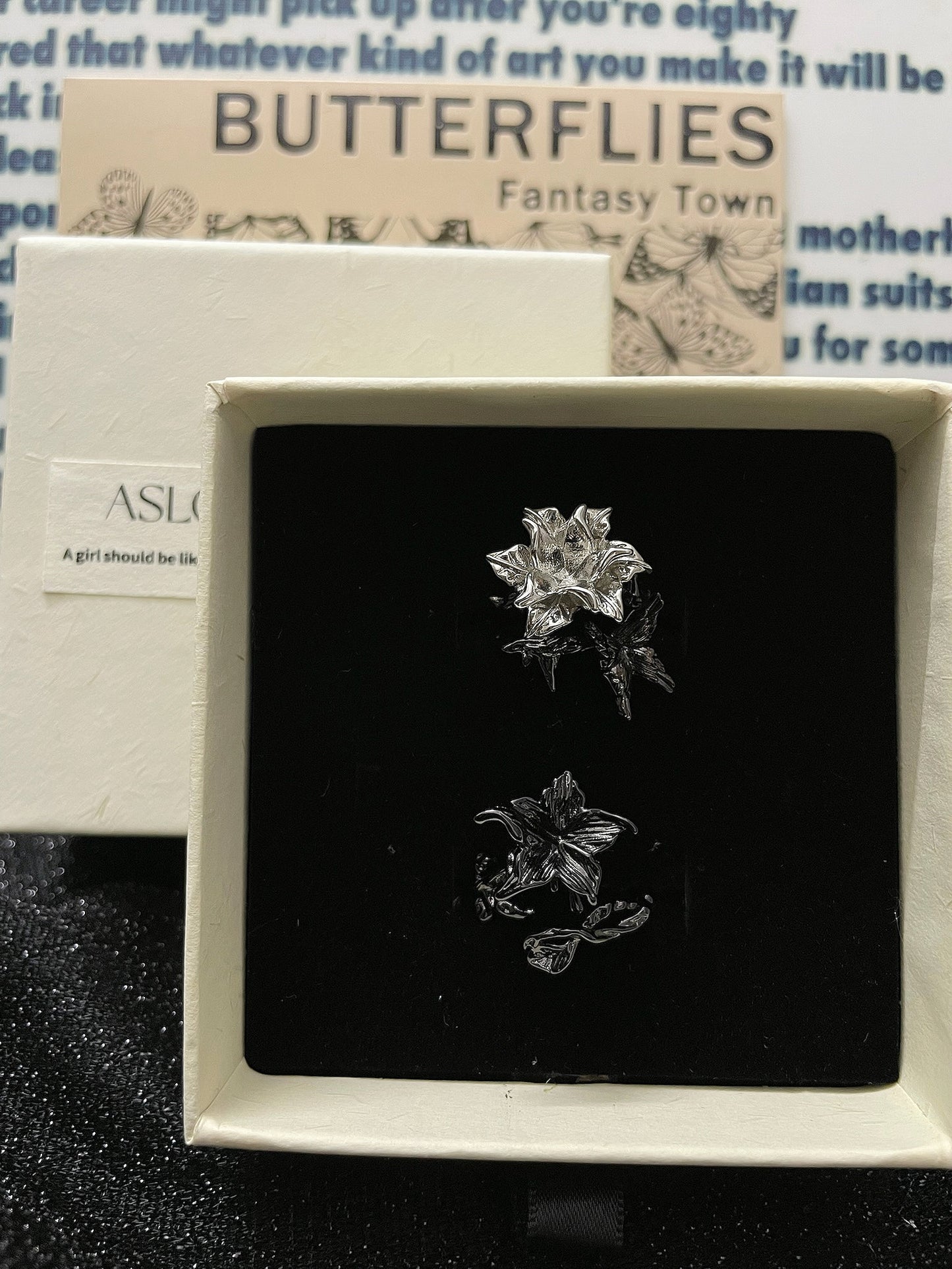 Black Rose Ring Set | Gothic Floral Stacking Rings | Dark Romantic Jewelry | Adjustable Open Band