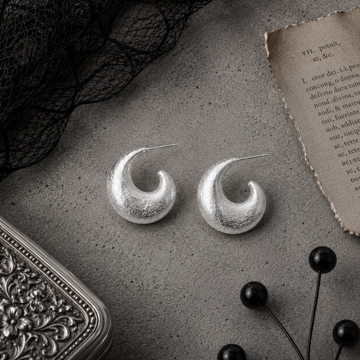 Crescent Moon Hoop Earrings