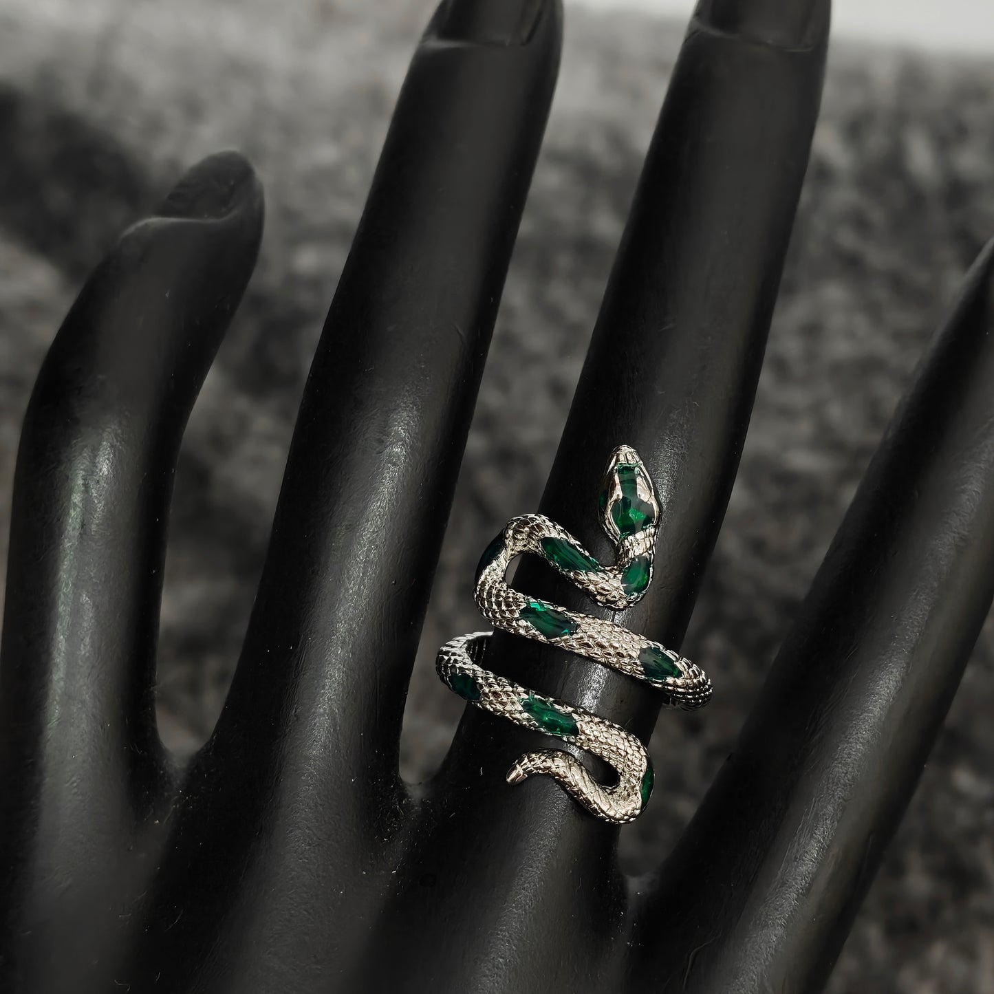 Coiled Snake Ring – Adjustable Gothic Enamel Wrap Ring