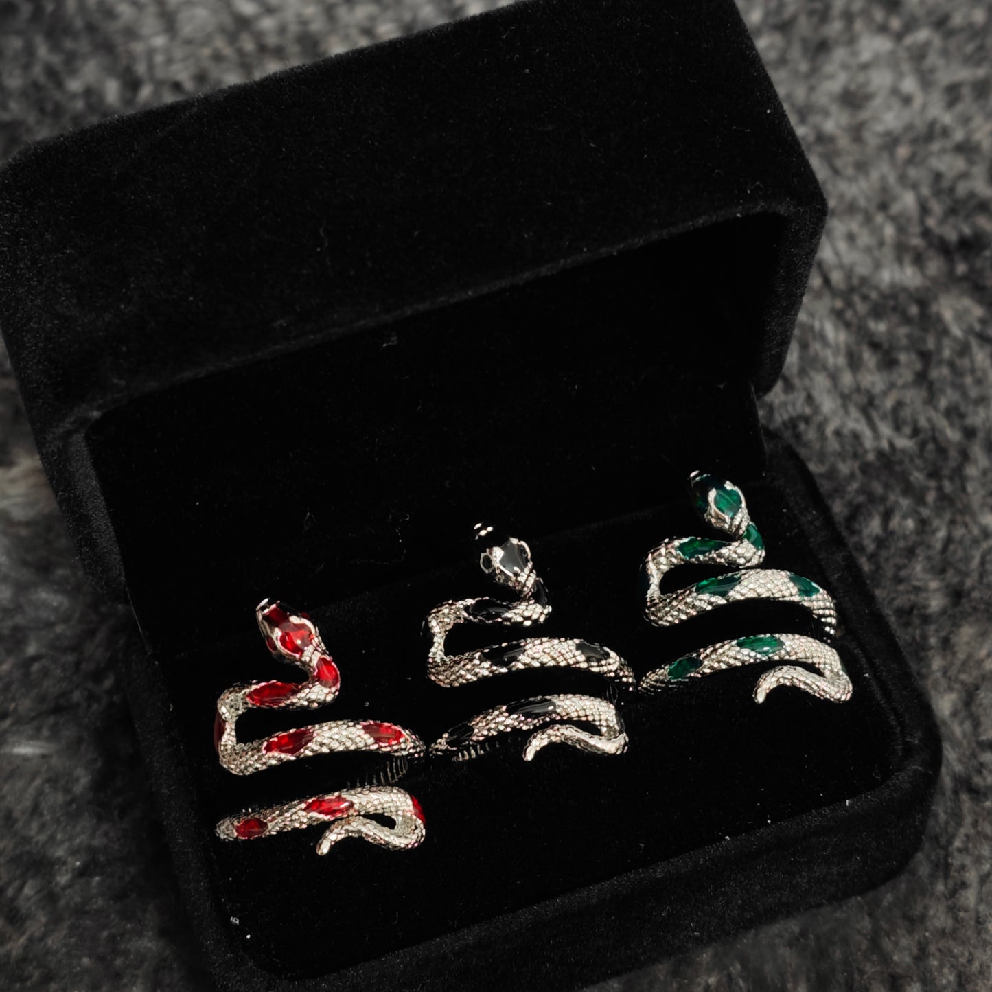 Coiled Snake Ring – Adjustable Gothic Enamel Wrap Ring