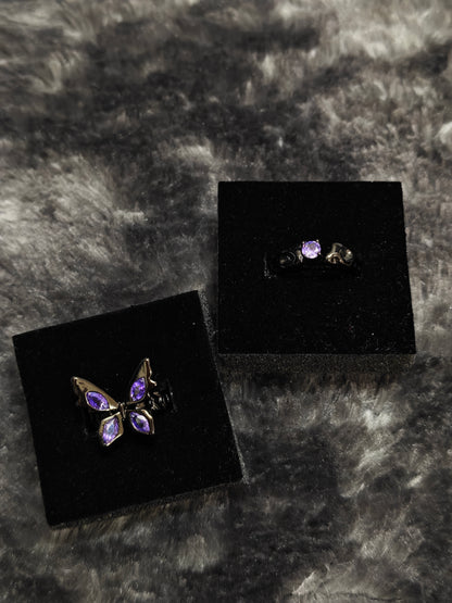Gothic Purple Butterfly Adjustable Ring | Dark Coquette Jewelry