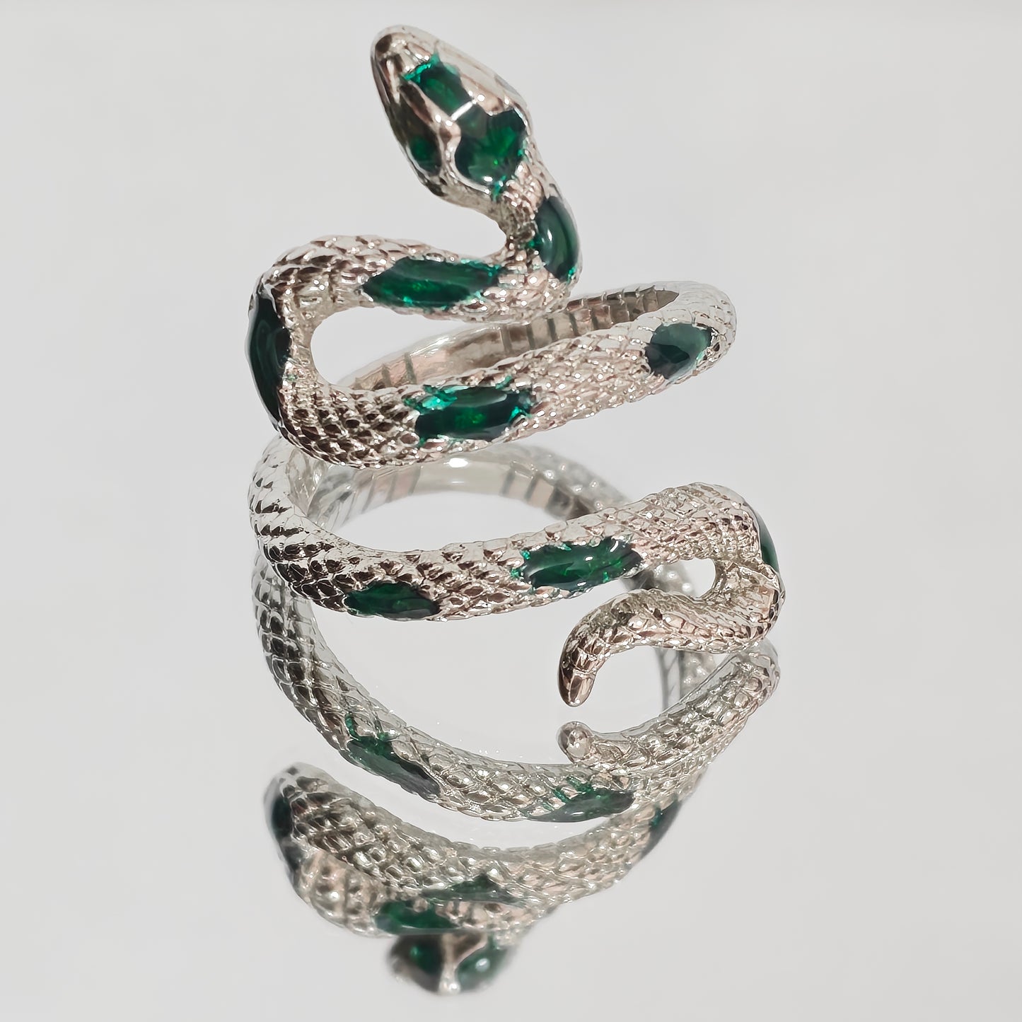 Coiled Snake Ring – Adjustable Gothic Enamel Wrap Ring