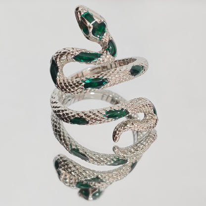 Coiled Snake Ring – Adjustable Gothic Enamel Wrap Ring