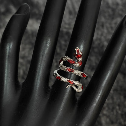 Coiled Snake Ring – Adjustable Gothic Enamel Wrap Ring
