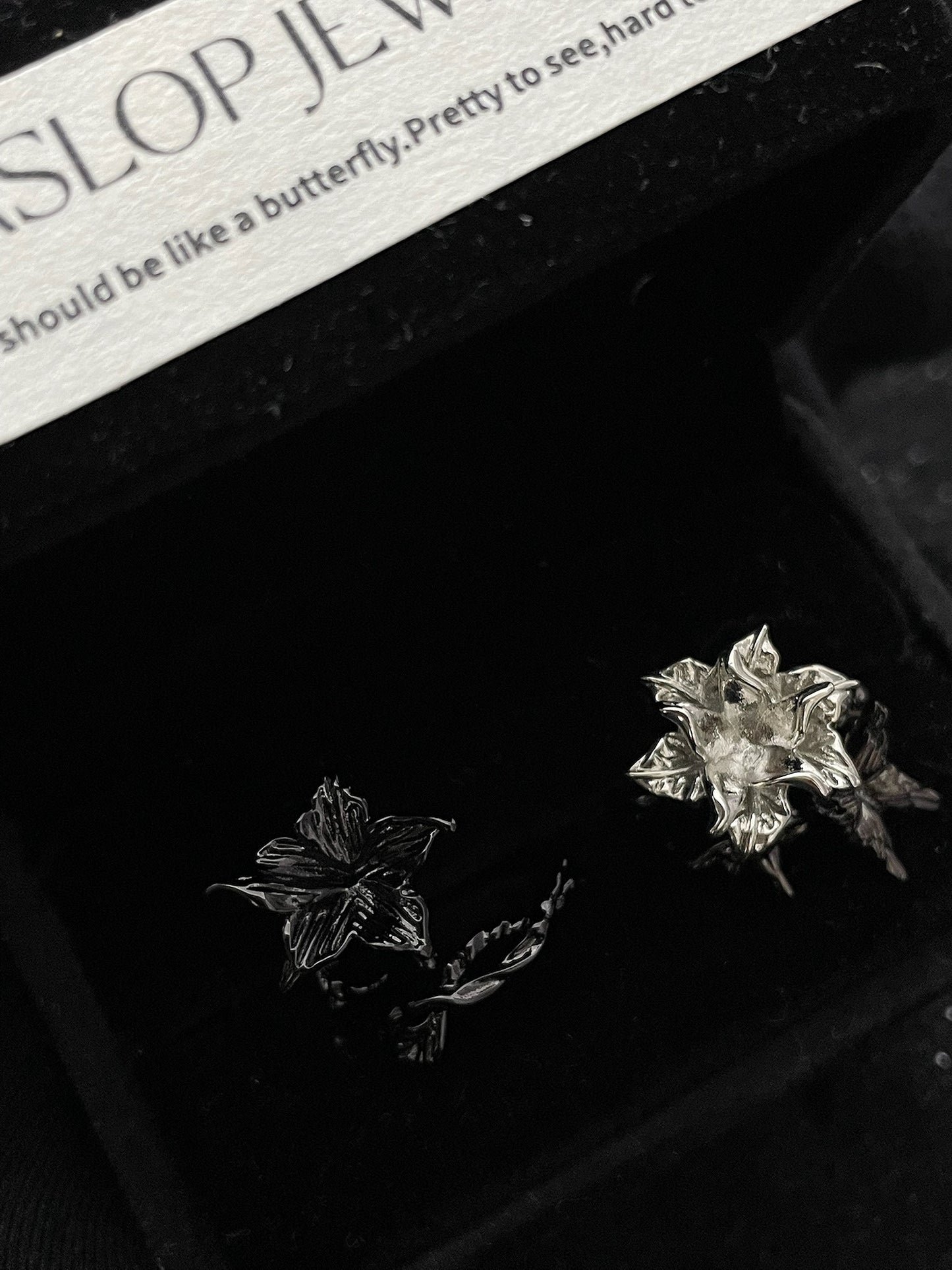 Black Rose Ring Set | Gothic Floral Stacking Rings | Dark Romantic Jewelry | Adjustable Open Band