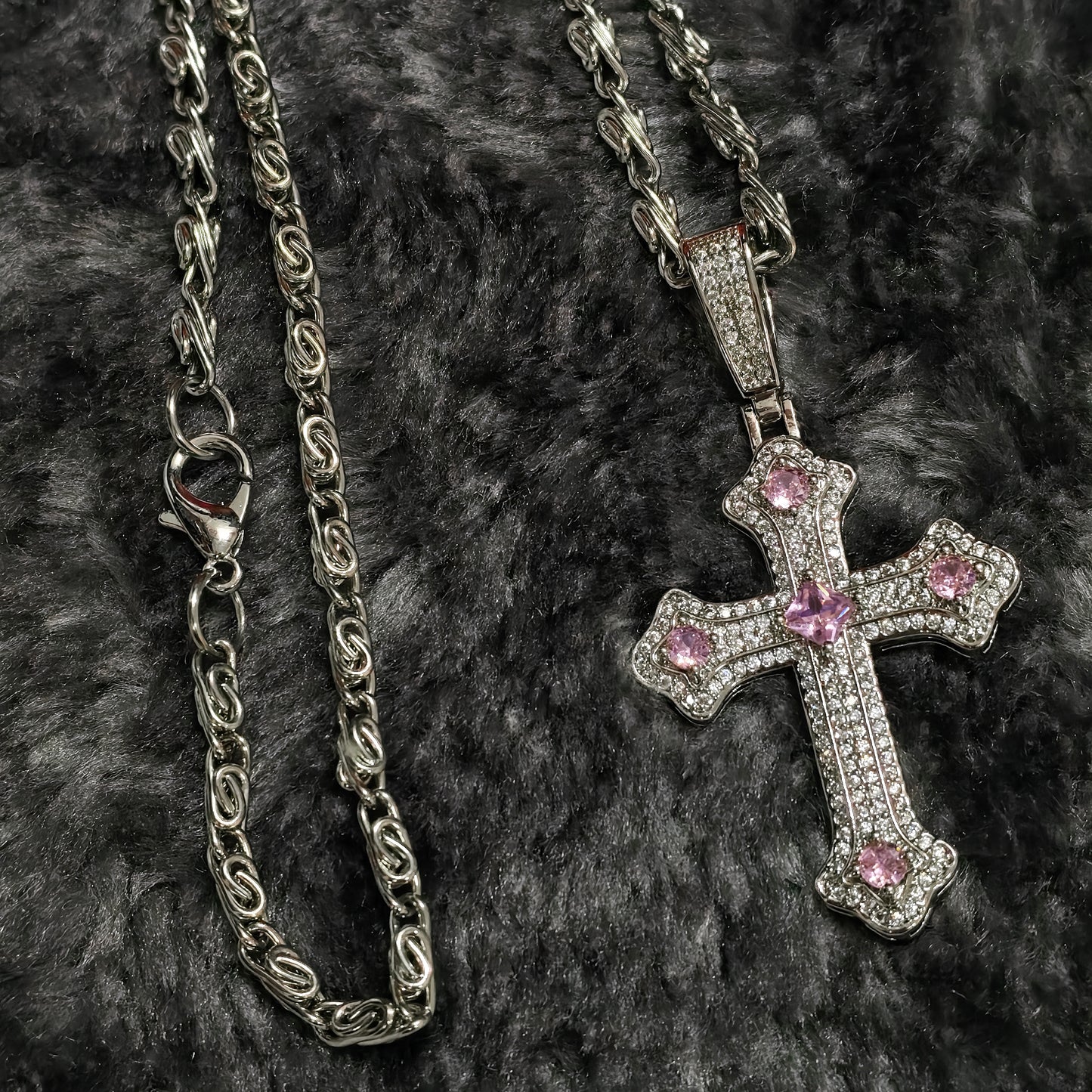 Gothic Cross Necklace side view detail, gothic dark aesthetic