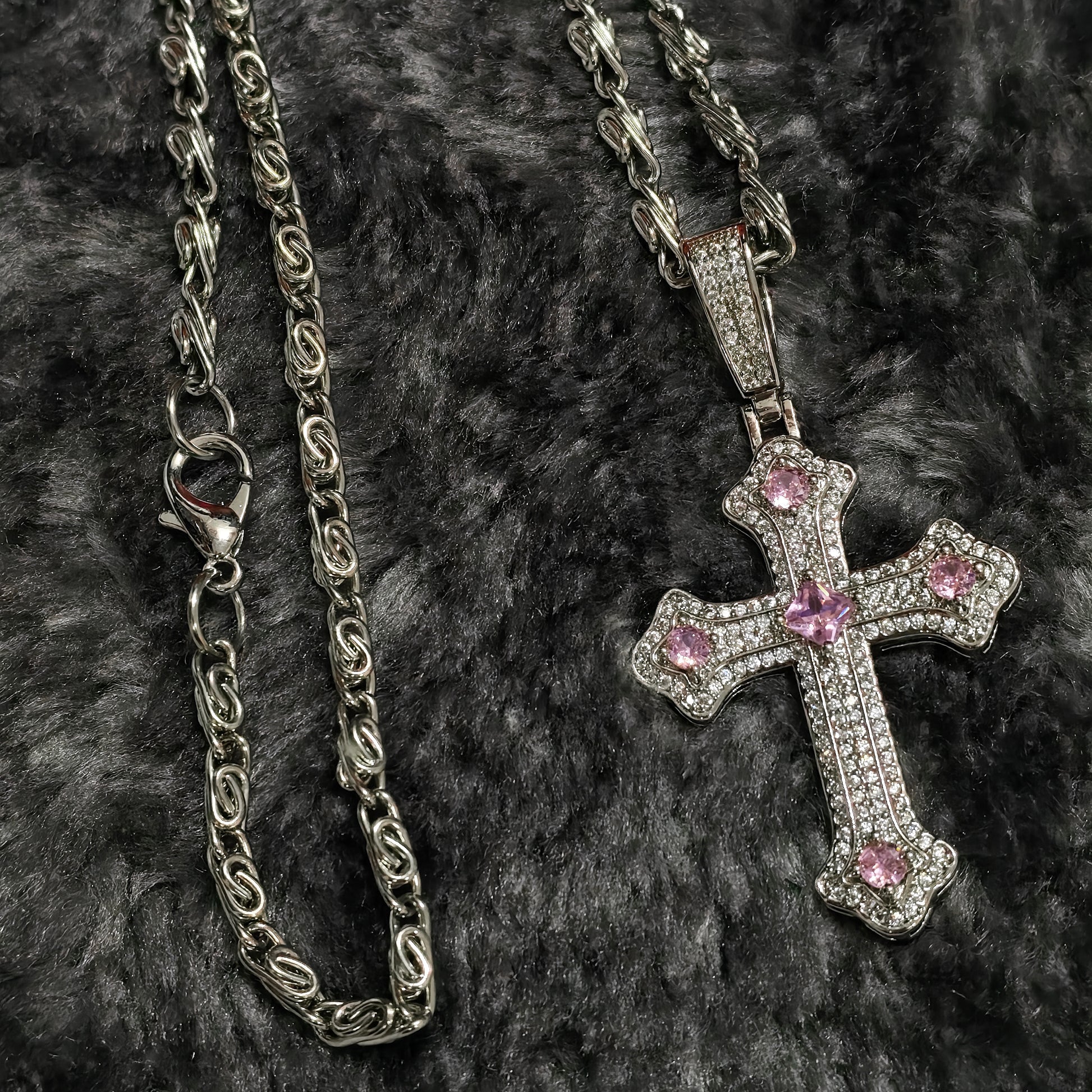 Gothic Cross Necklace side view detail, gothic dark aesthetic