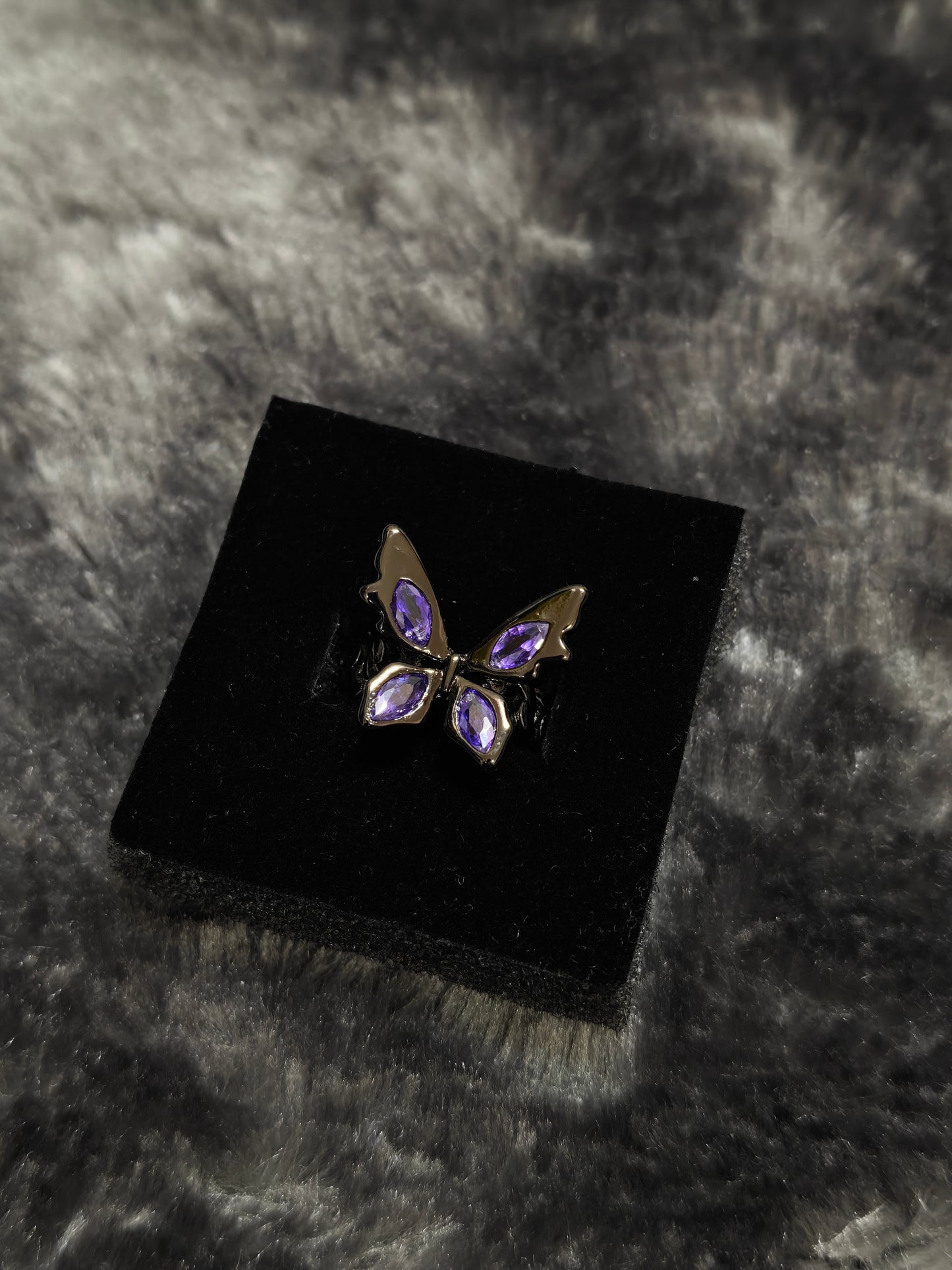 Gothic Purple Butterfly Adjustable Ring | Dark Coquette Jewelry