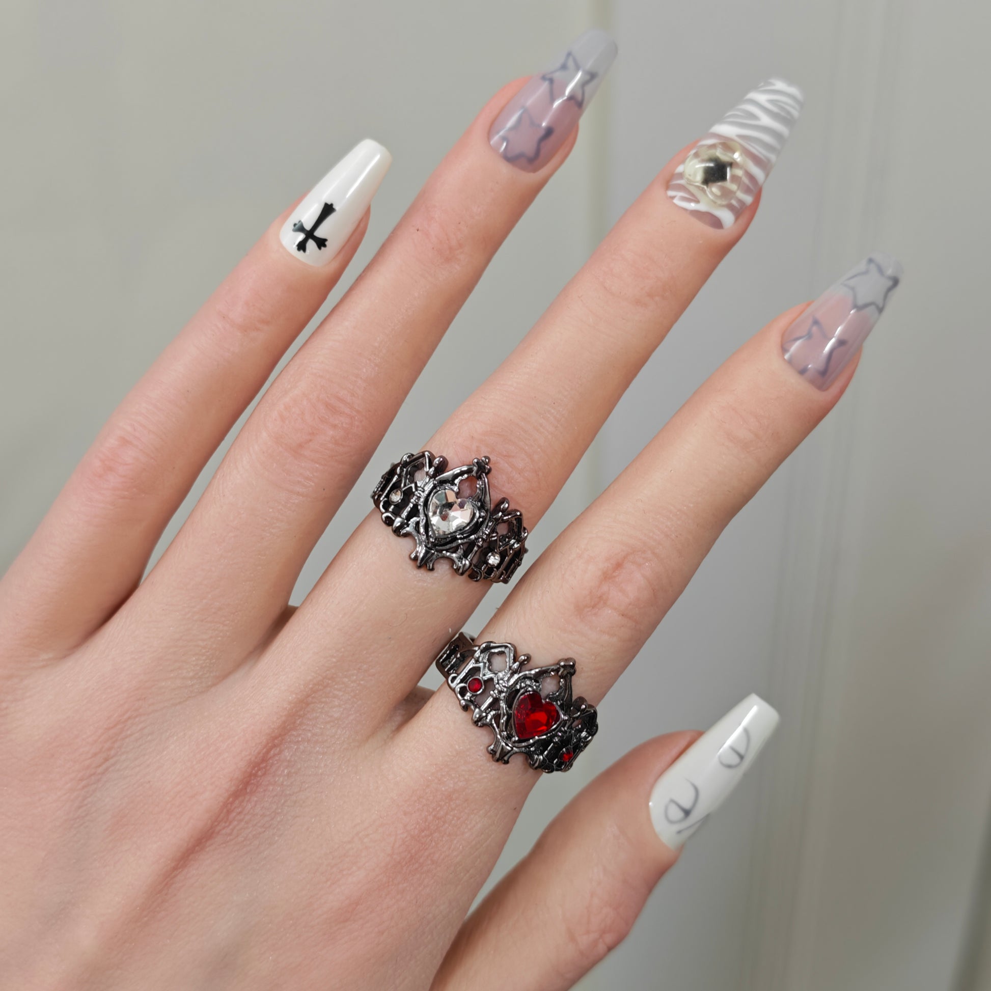Gothic Heart Crown Ring side view detail, gothic dark aesthetic