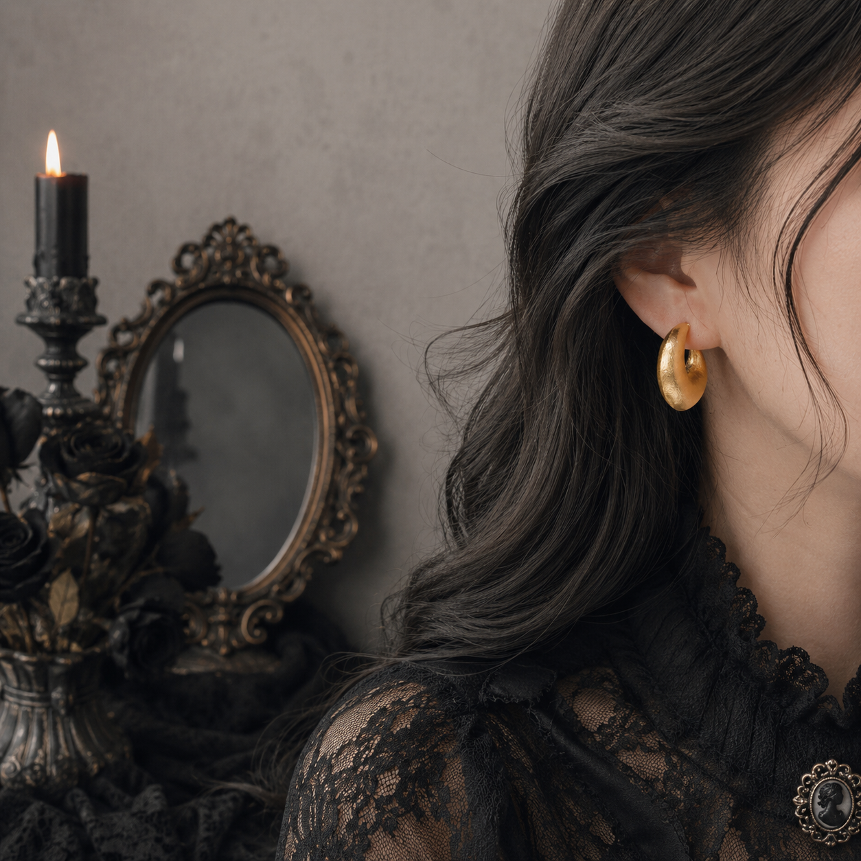 Crescent Moon Hoop Earrings