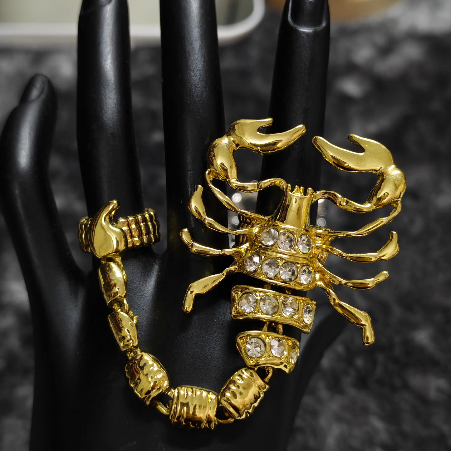 scorpion ring gothic punk crystal embellished