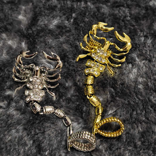 gold silver scorpion ring crystal gothic punk jewelry