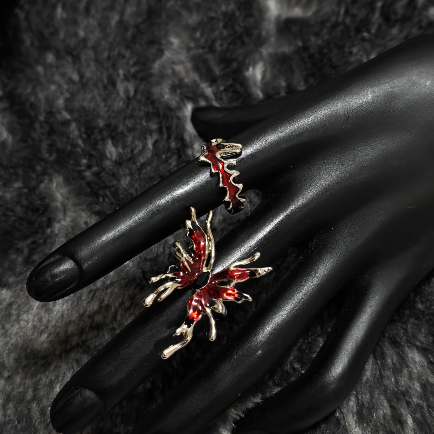 silver ring set gothic dark alternative style