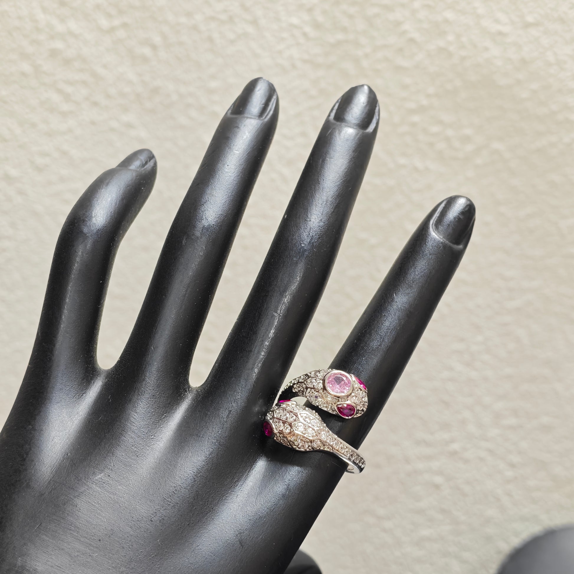 gothic snake ring worn on hand display